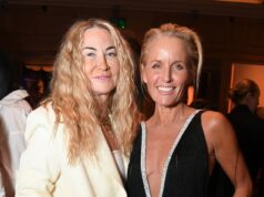 Davinia Taylor, 48 anni, evoca la sua festaiola sul set di Primrose Hill mentre torna indietro nel tempo durante una rara serata fuori alla celebrazione del sessantesimo compleanno dell’amica di lunga information Meg Mathews