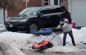 Il video dell’uomo di Brampton che spala la neve con il tosaerba diventa virale: “Non il migliore e il più brillante”