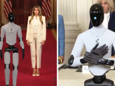 Melania Trump scortata da un robotic alimentato dall’intelligenza artificiale al vertice tecnologico della Casa Bianca, in video