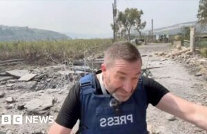 Guarda: Il missile atterra accanto al presentatore durante il servizio in diretta dal Libano