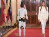 Melania Trump scortata da un robotic umanoide parlante al Tech Summit della Casa Bianca