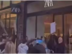 ‘Vergognati’: protesta fuori Zara dopo che una ragazza è stata attaccata da un gruppo a Bristol, nel Regno Unito