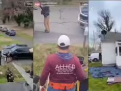 Presumibilmente una donna usa l’ICE sui lavoratori poco prima che finissero i lavori di copertura del tetto per “evitare” di pagare una fattura di 10.000 dollari