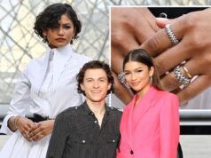 Zendaya alimenta le voci sul matrimonio di Tom Holland con la fascia dorata e il look bianco da sposa a Parigi