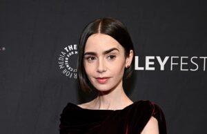 La star di Emily In Paris Lily Collins, 37 anni, posa sul tappeto rosso al PaleyFest LA 2026 in un audace abito ritagliato