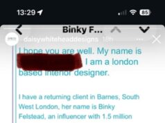 Binky Felstead viene richiamata ANCORA nel mezzo di una discussione sugli omaggi: la designer tessile ora critica la star “ricca” dopo che le è stato chiesto di aiutarla a riprogettare le camerette dei suoi tre figli in cambio di put up sui social media