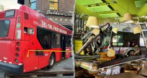 Tre persone ricoverate in ospedale dopo che un autobus urbano si è schiantato contro un famoso ristorante DC: funzionari