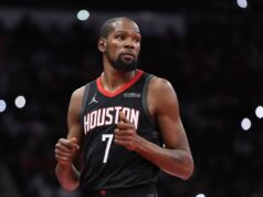 Kevin Durant dei Rockets discutibile per Gara 3 contro Lakers