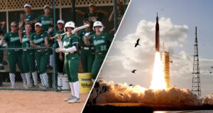 Il lancio di Artemis II ruba la scena alla partita di softball del faculty mentre i giocatori guardano il cielo stupiti