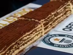 Londra stabilisce il Guinness World File con un tiramisù lungo 440 metri realizzato da 100 chef utilizzando 50.000 biscotti