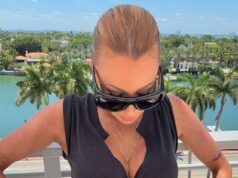 Olivia Attwood sfoggia la sua incredibile figura con un prime corto nero e slip bikini mentre condivide altri scatti del viaggio a Miami