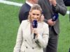 Laura Woods, incinta, nasconde il pancione sotto un elegante abito colour crema alla finale di Champions League, come la vede per la prima volta da quando ha annunciato di aspettare il suo secondo figlio con il fidanzato Adam Collard