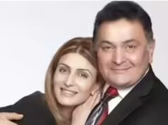 Riddhima essendo il Kapoor più anziano a fare il debutto, cube che padre Rishi la sta benedicendo