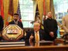 Le star dell’UFC visitano lo Studio Ovale e ringraziano il presidente Trump per aver trasformato lo sport con lo storico incontro alla Casa Bianca